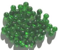 50 8mm Kelly Green Crackle Glass Beads